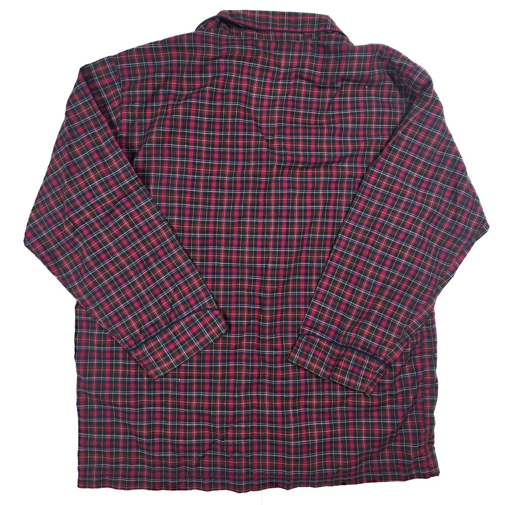 Christian Dior Pajama‎ Red Blue Plaid Button L/S  Sleep Shirt Men's Size L VTG - Picture 2 of 4